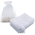 thumbnail image 1 of HRX Package 5" x 7" Organza Gift Bags with Draw Strings, White, 1 of 9