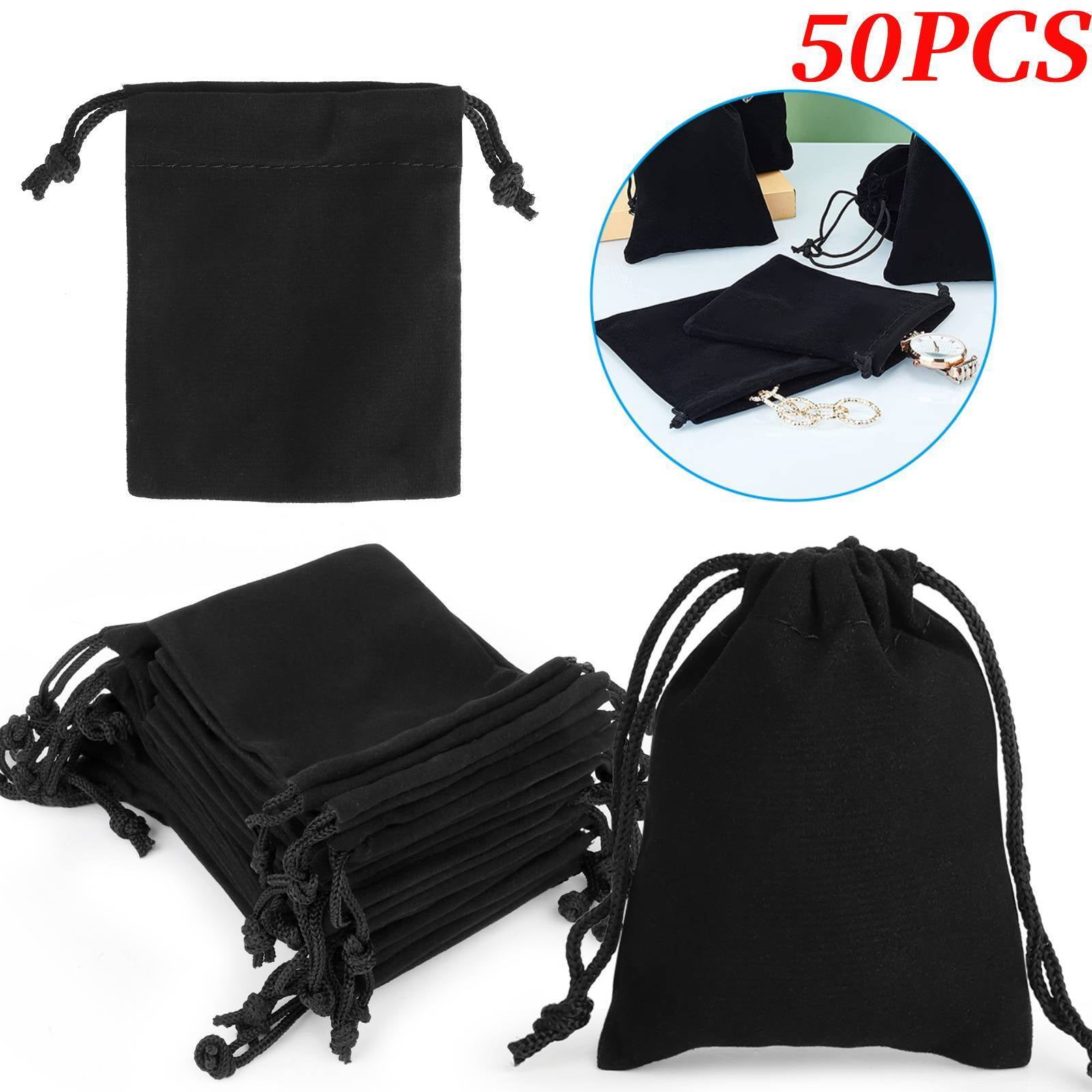 Wraps Black Velour Jewelry Bags with Drawstrings 3x4 100 Pack