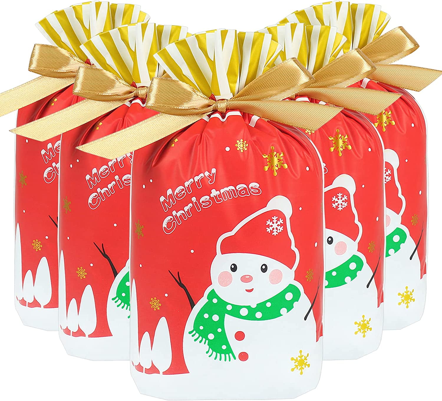 HRX 50pcs Christmas Goodie Bags, Drawstring Candy Bags, Treat Bags for ...