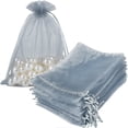 thumbnail image 1 of HRX Package Mesh Drawstring Gift Bags, 5x7 inch, Organza, Silver, 100 Count, 1 of 7