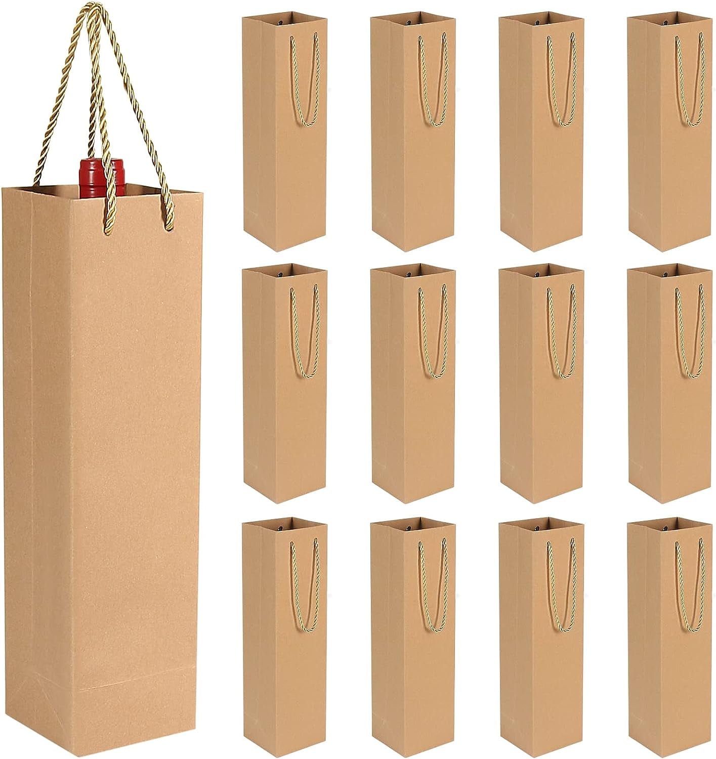 HRX Package Premium Kraft Paper Wine Gift Bags with Handles, 12PCS