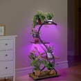 thumbnail image 1 of HRYGD Plant Stand with Grow Light Red Blue White Spectrum, 4 Tier 31'' Metal Wood Plant Flower Shelf Indoor, Four Adjustable Feet, 1 of 8