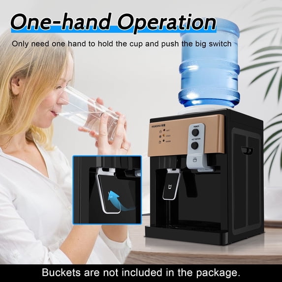 HS-09 Desktop Water Dispenser, Hot&Room Temp Water, Warm Water Dispenser 110V, Top Loading Water Machine For Home Office And Dormitory