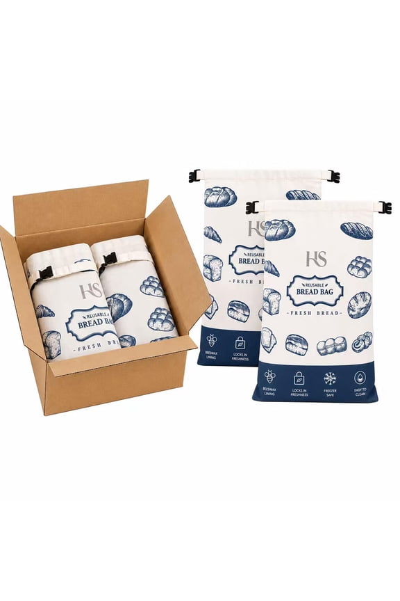 Reusable Beeswax-Lined Bread Bags 16.9"x12.6" | Cotton Bread Storage Bags Freshness Keeper for Homemade & Bakery Essentials | Eco-Friendly Use Blue