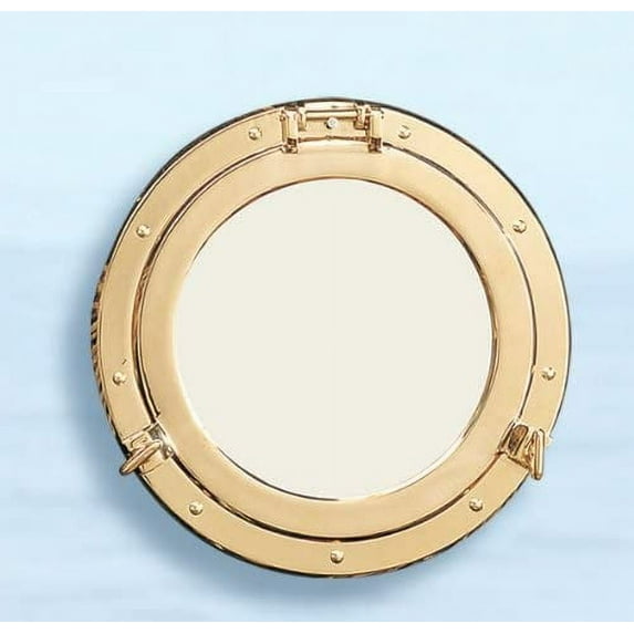 HS 11.5" Polished Brass Nautical Porthole Mirror