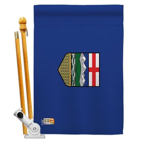 HS-140932-IP-BO 28 x 40 in. Alberta Flags of the World Canada Provinces Impressions Decorative Vertical Double Sided House Flag Set & Pole Bracket Hardware Flag Set