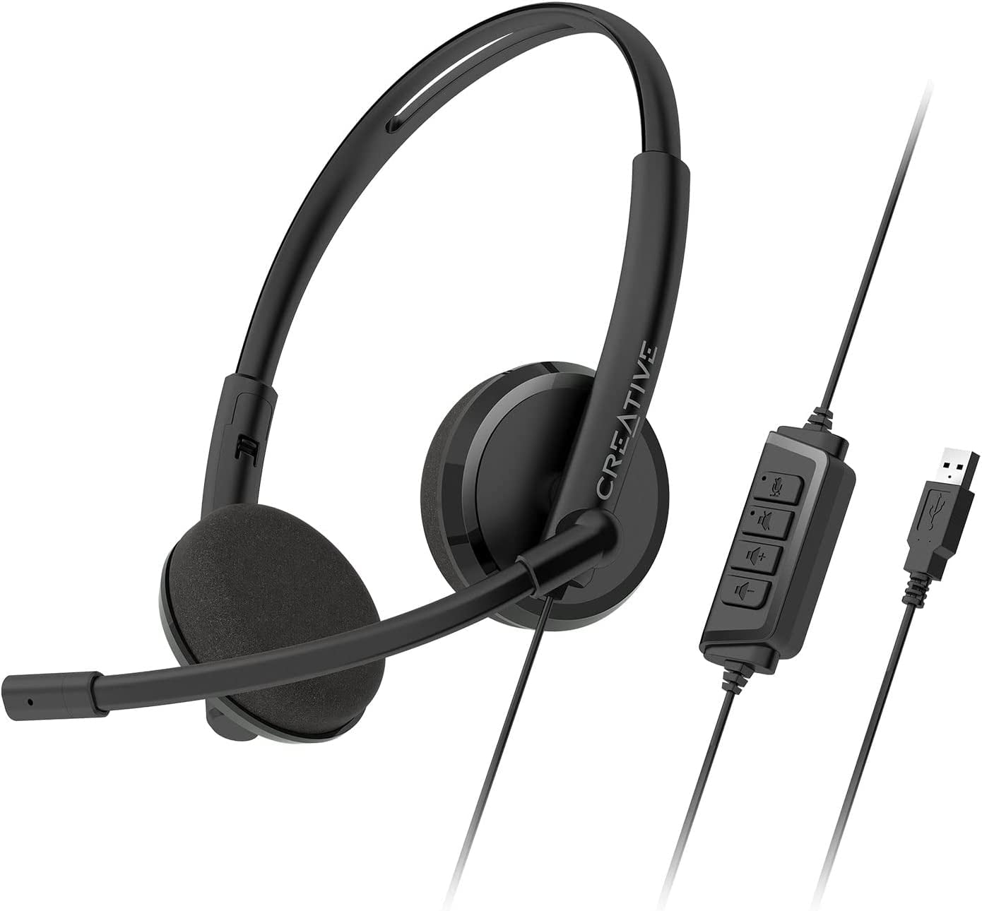 HS 220 USB On Ear Headset with Noise Cancelling Condenser Boom Mic Inline Mic Mute Volume Control Plug and Play for Video Calls Walmart