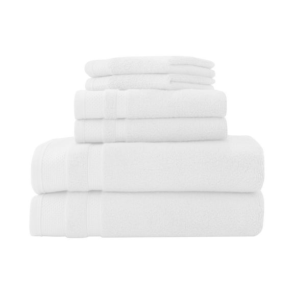 Hotel Style Luxury Bath Set, 100% U.S. Cotton, Arctic White, 6-Piece