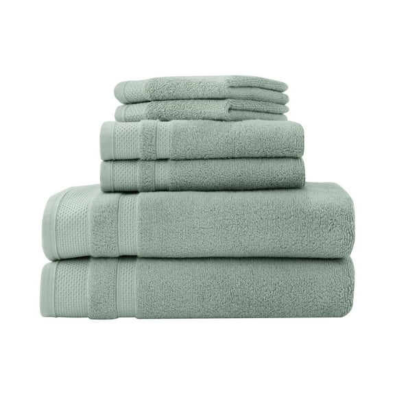 Hotel Style Luxury Bath Set, 100% U.S. Cotton, Green River, 6-Piece