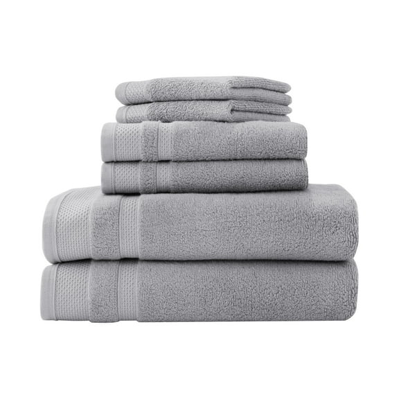 Hotel Style Luxury Bath Set, 100% U.S. Cotton, Mouse Grey, 6-Piece
