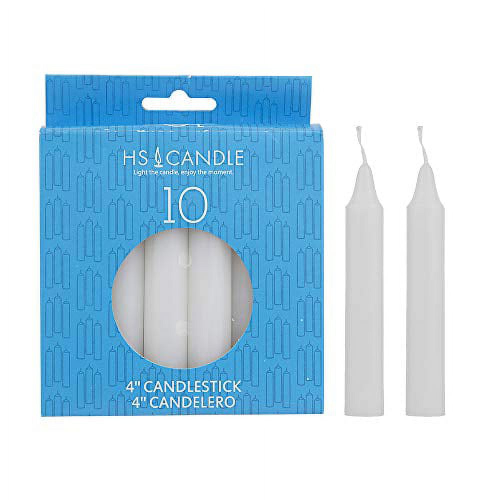 HS Candle 10 pcs White Unscented 4 Inch Taper Candles, Household
