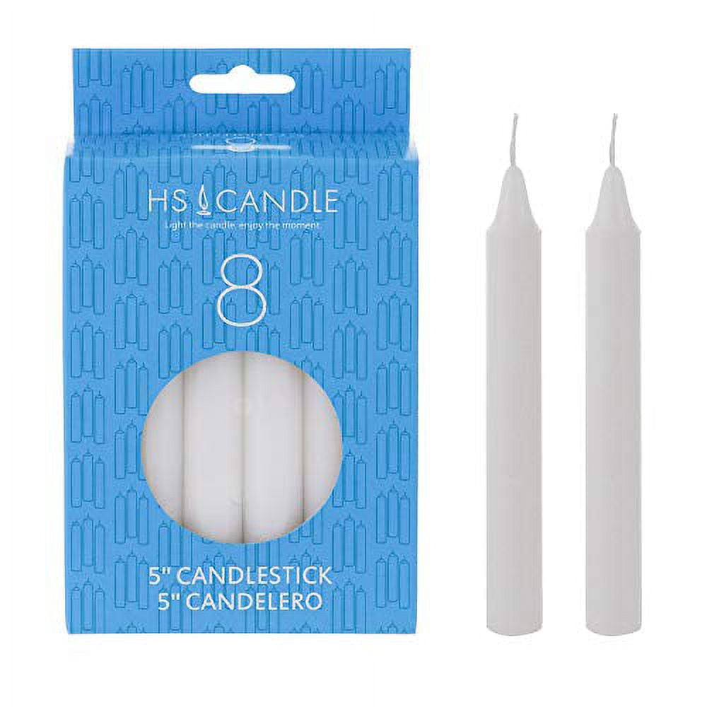 HS Candle 8 pcs White Unscented 5 Inch Candlestick Taper Candles
