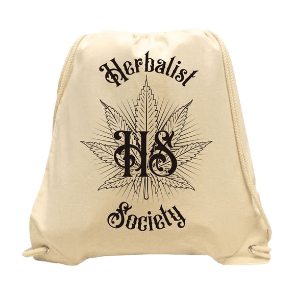 HS Drawstring Bag/ Black Logo /100% Cotton Canvas/ Color: Natural