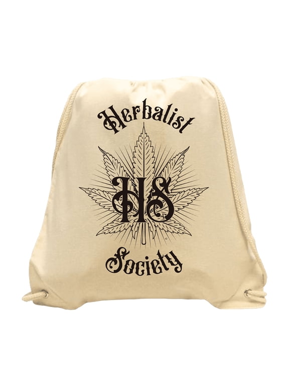 HS Drawstring Bag/ Black Logo /100% Cotton Canvas/ Color: Natural