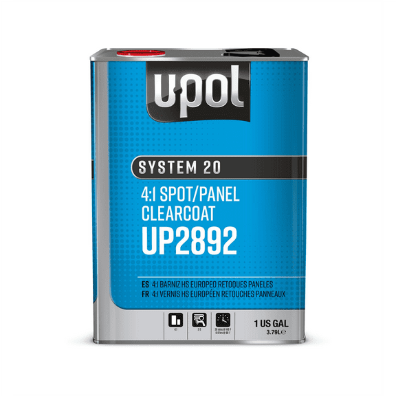 U Pol Products UP2892 Spot/Panel Urethane Clearcoat, 1 gal Tin, High Gloss, 4:1 Mixing