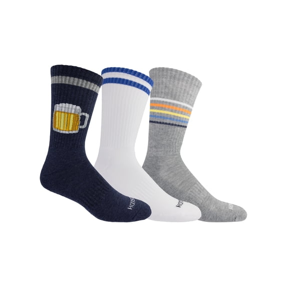 HOTSOX® Men's Crew Beer Mug Socks, 3-pack