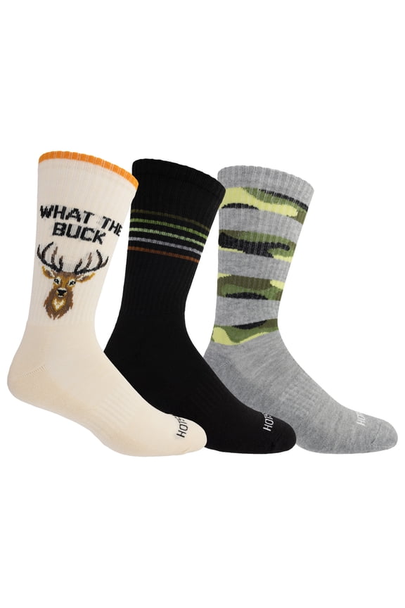 ® Men's Big & Tall Crew "What the Buck" Socks, 3-pack
