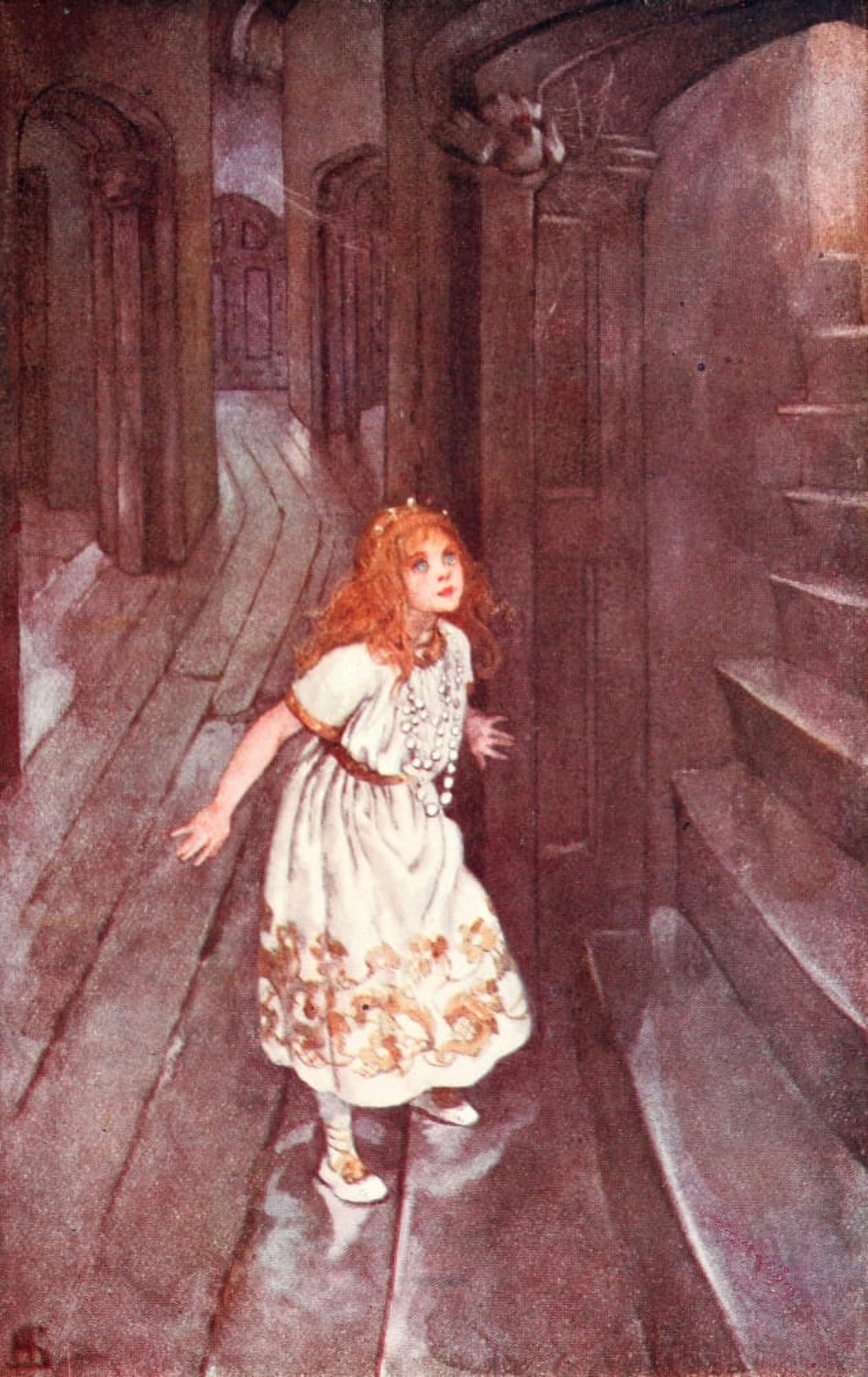 HS Princess & the Goblin 1911 Princess discovers second staircase Canvas Art - HS (18 x 24)