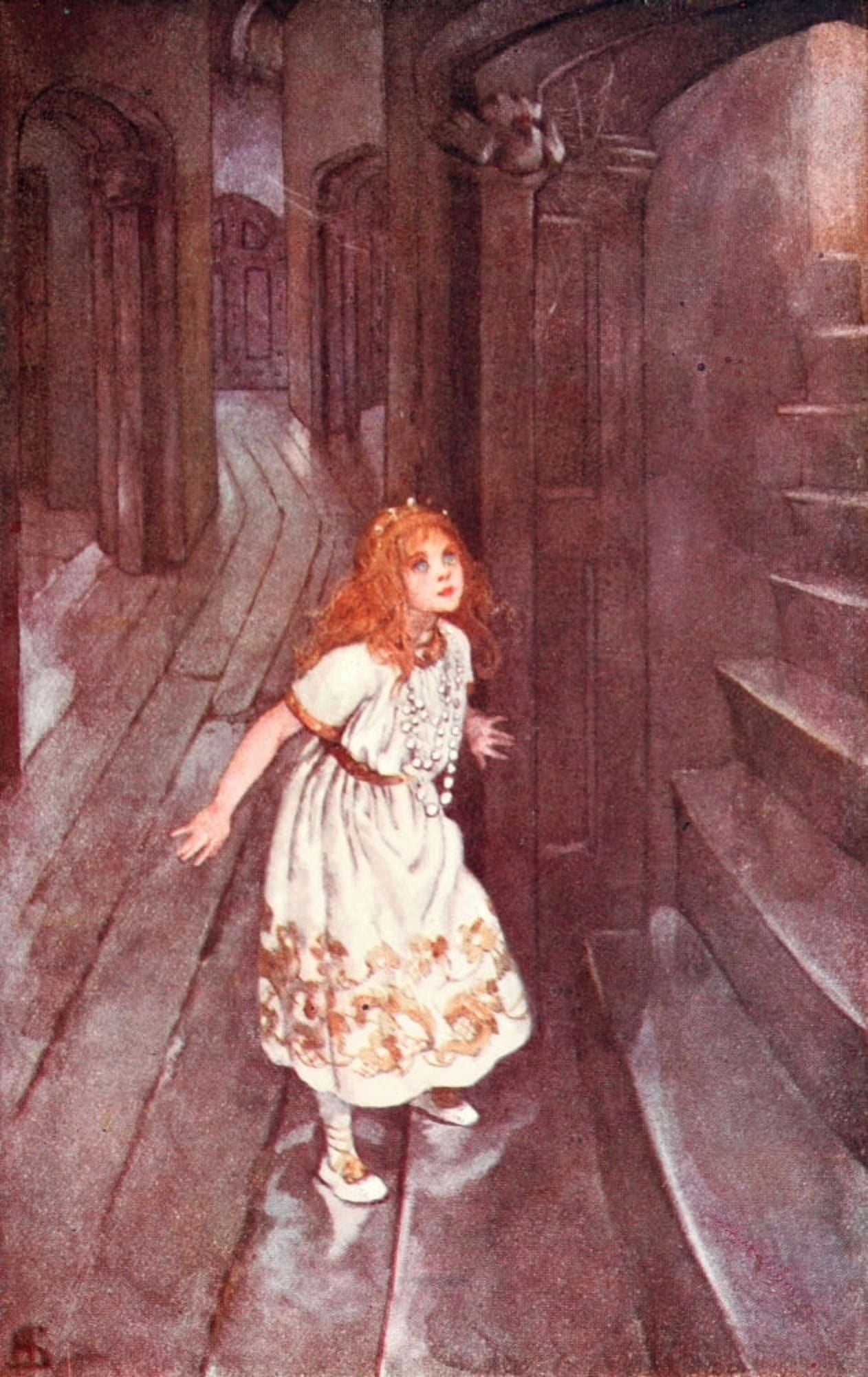 HS Princess & the Goblin 1911 Princess discovers second staircase Canvas Art - HS (24 x 36)