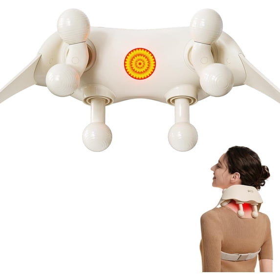 HS500 FSA Eligible Cordless Neck Massager for Pain Relief Deep Tissue, Shiatsu Shoulder Massager with Heat, Massage Tools for Trapezius, Lymphatic Drainage, Relaxation Therapy, HSA Items