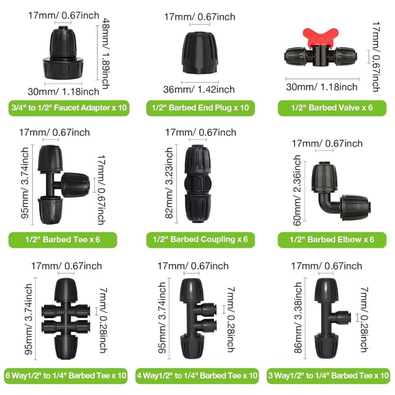 HSAPOW-1/2 Inch Drip Irrigation Coupling, Anti-Leak Barbed Irrigation Connectors for 1/2" to 1/4" Drip Tubing Coupling Fittings for Lawn & Farm Irrigation Systems 6 Pack