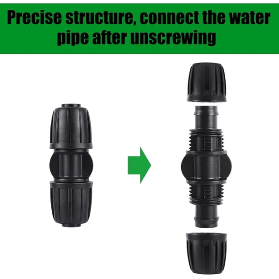 HSAPOW-10 Pack 1/2 Inch Drip Irrigation Coupling Connectors (1/2" ID x 0.65" OD) - 1/2'' Drip Line Anti-Drop Barbed Locked Straight Connectors for 1/2 Inch Drip Tubing Garden Irrigation System