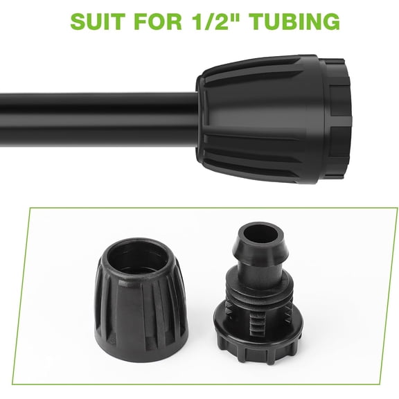 HSAPOW-10 Pack 1/2 Drip Irrigation End Cap Connectors, Barbed Lock End Plug Fittings for 1/2 Inch Tubing, Leak-Proof Closure for Garden Hose Drip Line Termination, Easy No-Leak Installation