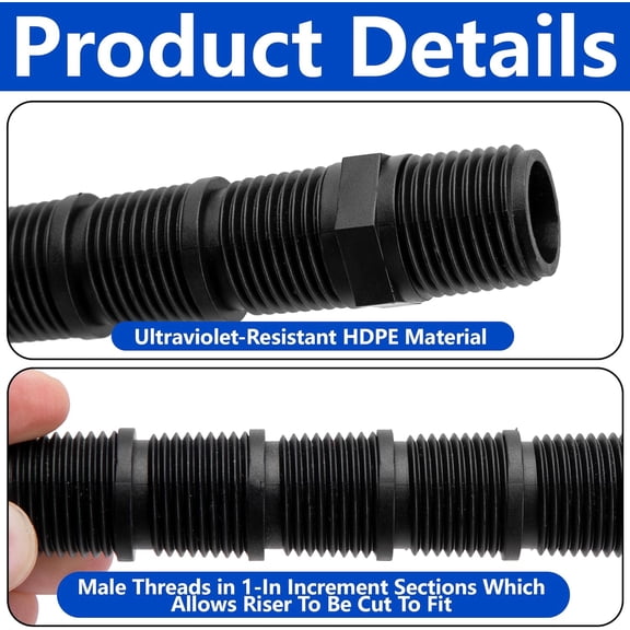 HSAPOW-10 Pcs Cut-Off Sprinkler Rise, Sprinkler Height Extender Riser, Male Pipe Thread Riser Adapter for Outdoor Garden Courtyard Patio Lawn Irrigation Replacement Parts