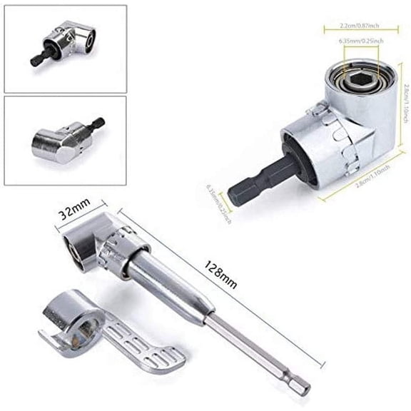 HSAPOW-105 Degree Right Angle Driver Angle Extension Power Screwdriver Drill Attachment with 1/4 Drive 6mm Hex Bit Magnetic Drill Bit Socket Angled Bit Power Drill Tool and Soft Shaft