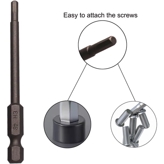 HSAPOW-10Pcs Hex Head Allen Wrench Drill Bits H3 (3mm) S2 Steel Magnetic Hexagon Hex Head Screwdriver Bits 1/4 Inch Quick Release Shank 3 Inch Long Drill Bit