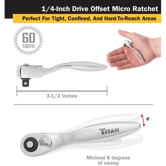 HSAPOW-11203 2-Piece Offset Micro Ratcheting Bit Driver and Ratchet Set