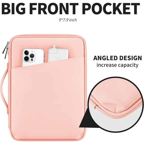 HSAPOW-12.9 inch Tablet Sleeve Carrying Bag - Ultimate Protection for Your iPad Pro, Surface Pro, Galaxy Tab S8 Plus and More! (PU-Pink, 12.9 inch)