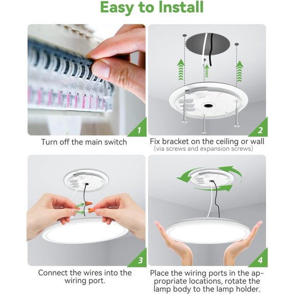 HSAPOW-12 Inch White Flush Mount Ceiling Lights Super Slim 28W 3200lm LED Light Fixture, Warm Natural Cool White Selectable Lighting Fixture for Bedroom, Kitchen, Basement