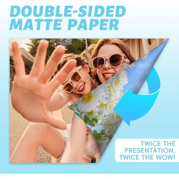 HSAPOW-128 Sheets 160Gsm Professional Double Sided Matte Photo Paper - Letter Size 8.5x11, 44lb 8.5Mil,Instant Dry White Photographic Paper, Compatible with Inkjet And Laser Printers