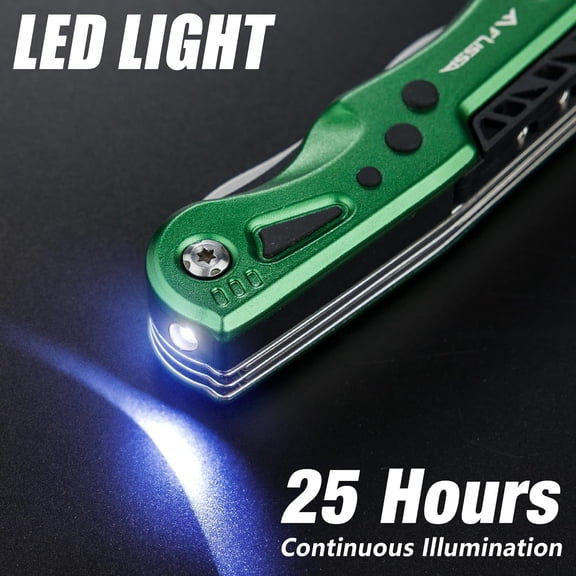HSAPOW-13-in-1 Multi Tool Wrench, Gift for Men, Stainless Steel Multitool Adjustable Wrench with LED Light, EDC Pocket Knife with Sheath, Multipurpose Multi Use Tool