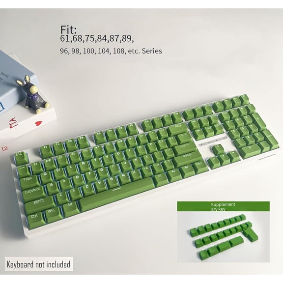 HSAPOW-131 Keys PBT Keycaps Set, Double Shot Shine Through Backlit Key Caps, OEM Profile Custom Keycap for Most Mechanical Gaming Keyboards, Fits 61/68/75/84/87/96/98/104 Layouts (Green)