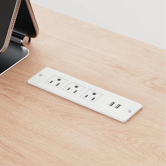 HSAPOW-1500W Recessed Power Strip Flush Mount Power Adapter Charging Station with USB Plug Multiple Surge Protector Hidden Outlet Extender with Extension Cord for Desk Furniture Table Nightstand Bed