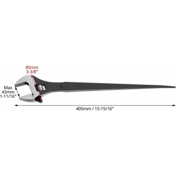 HSAPOW-16 Inch Adjustable Construction Spud Wrench, 1-1/2 Inch Jaw Capacity, SAE and Metric Scale Marked, Heavy Duty Alloy Steel with Expandable Design