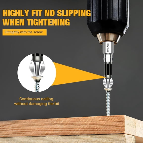 HSAPOW-18-Pack K5 Impact Resistant Non Slip Bit, High Magnetic Screwdriver Drill Bit Set, Alloy Steel Anti-Slip Electric Screwdriver Bit Set for Impact Drivers (9pcs*2)