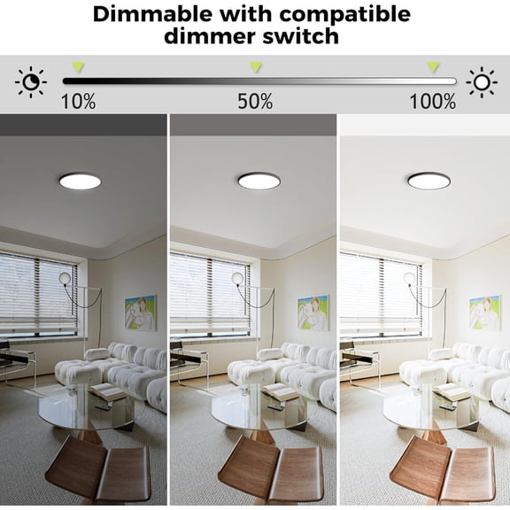 HSAPOW-1Pack LED Flush Mount Ceiling Light Fixture, 9Inch 18W, Dimmable&3000K/3500K/4000K/5000K/6500K Adjustable Low Profile Ceiling Lights, Round Flat Ceiling Light for Closet,Kitchen,Hallway-Black