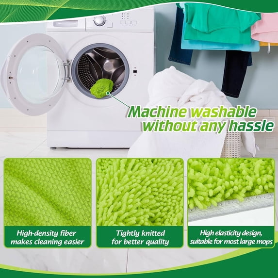 HSAPOW-2 Pcs Reusable Mop Refill Pads Replacement Compatible with Most XL Sweeper 17" x 5" Microfiber Mops Head Floor Cleaning Supplies (Handle is Not Included) (Green)