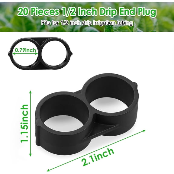 HSAPOW-20 Pieces Drip Irrigation Barbed End Plug Fittings: 1/2 Inch Drip Line End Closure Connectors for 1/2" Drip Irrigation Tubing Irrigation System Replacement Parts for Sprinkler Systems