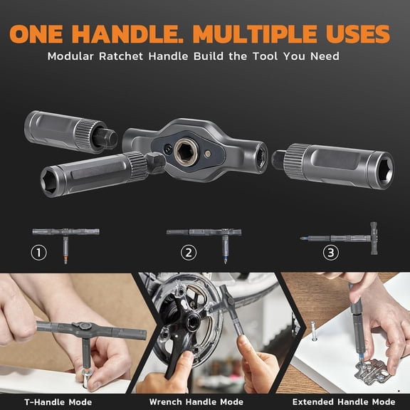 HSAPOW-24 in 1 Magnetic Ratcheting Screwdriver Set with Pivot T-Handle, Precision S2 Steel Bits Kit, Multi-Functional Professional Repair Tool for Furniture Assembly, PC Building and Tight Spaces