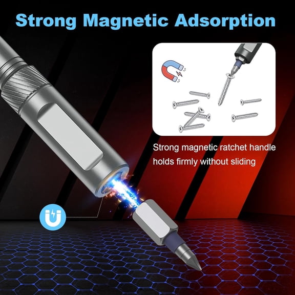 HSAPOW-24 In 1 Magnetic Screwdriver Set DIY, Portable Ratchet Screwdriver Set with T Handle, Removable Self-Assembly Precision Screwdriver Kits Compact for PC, Furniture, Bicycle