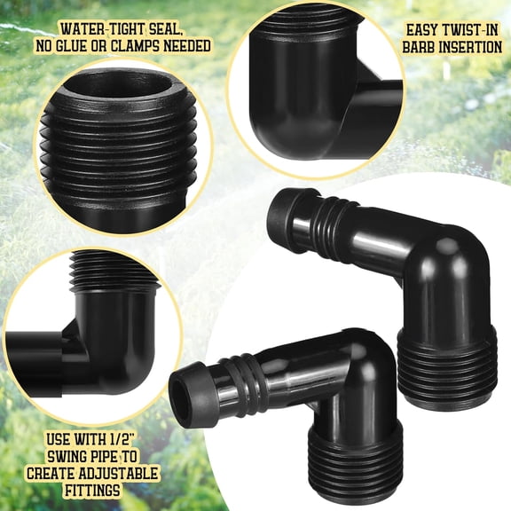 HSAPOW-25 Pack 1/2 Inch Drip Irrigation Fittings Sprinkler Riser 90 Degree Garden Hose Elbow for Use with Underground Pipe Connected to Automatic