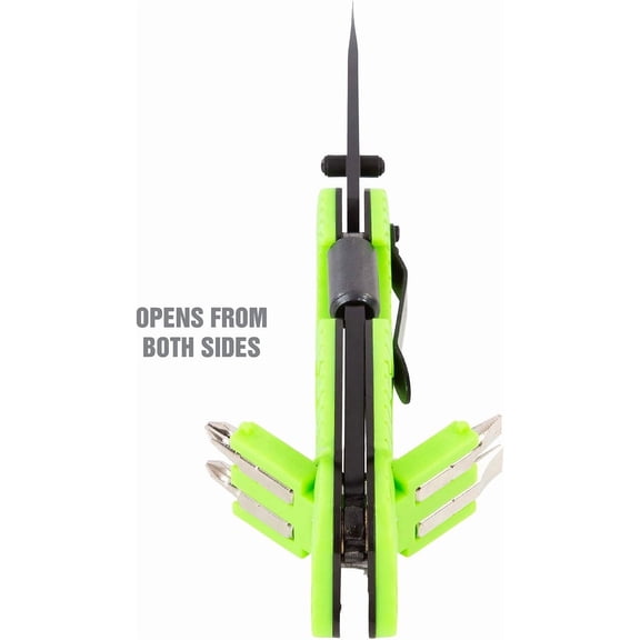 HSAPOW-25541 Cut and Drive Multi Tool, Stocking Stuffers, Gifts for Men, Dad Gifts, Drop Point Knife, Screwdriver, Bit Set, Ruler, and Bottle Opener, EDC, Contractor, HVAC Tool