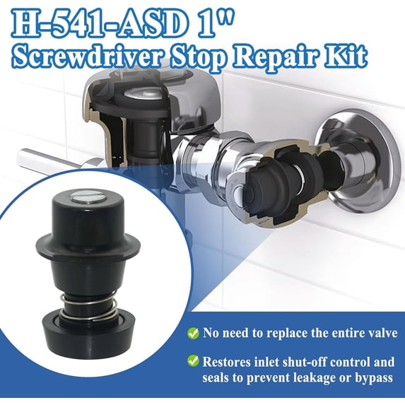 HSAPOW-2Pcs H-541-A 1" Screwdriver Stop Repair Kit, For Specific Flushometers, #3308853