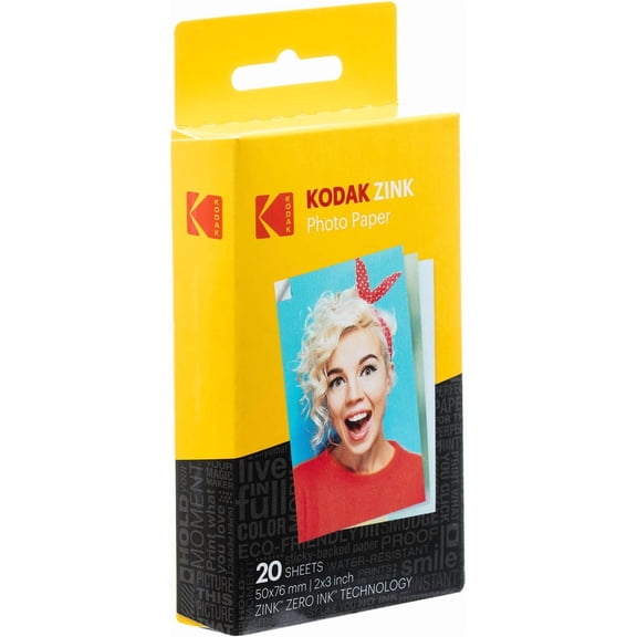 HSAPOW-2x3 Premium Sticky-Backed ZINK Photo Paper (20 Sheets) - Compatible With Kodak Step, Step Slim, Printomatic, Printomatic+, Smile+, Step Touch