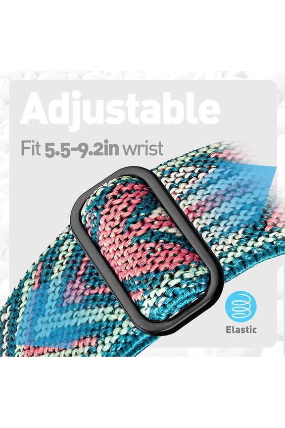 -3 Pack Stretchy Nylon Watch Bands Compatible Spade Co Health Smartwatch 4, 22mm Stretch Elastics Nylon Adjustable Replacement Strap Accessories for Men & Women