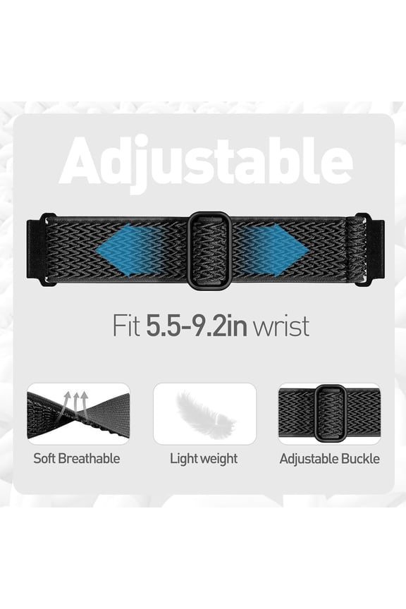 -3 Pack Stretchy Nylon Watch Bands Compatible Spade Co Health Smartwatch 4, 22mm Stretch Elastics Nylon Adjustable Replacement Strap Accessories for Men & Women